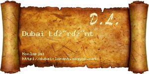 Dubai Lóránt névjegykártya